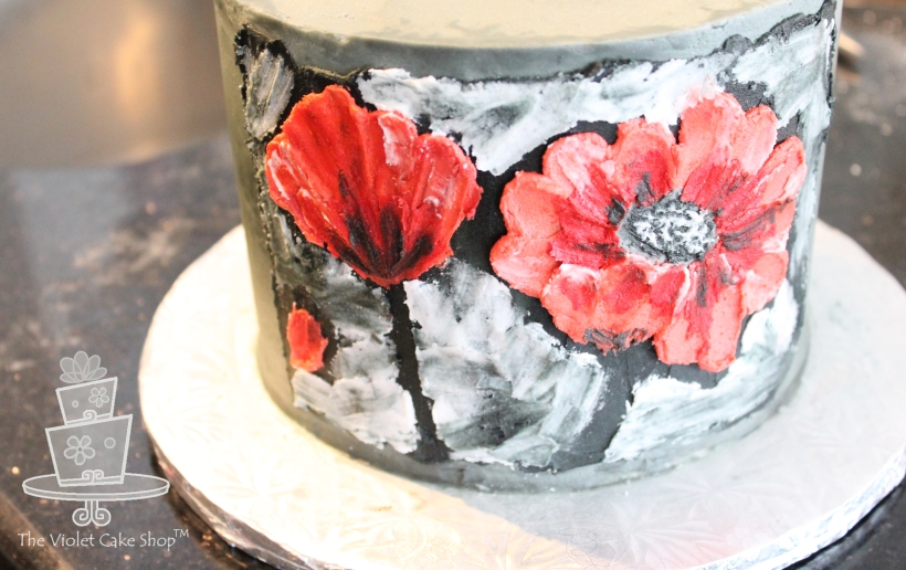 Dan's 45th 2D-3D Poppy Inspired Cake - painting closeup.jpg